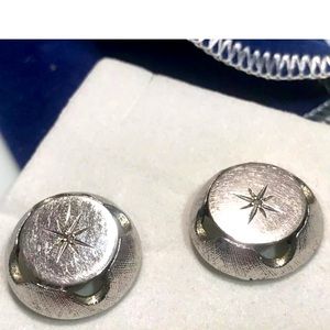 New Sterling Silver Cuff Links Diamond Center